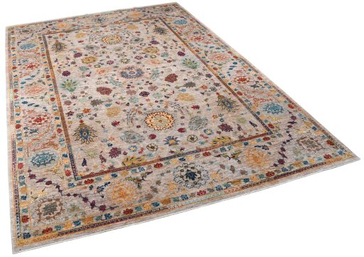 Corner detail of Unknown Haj-jalili rug showing border pattern and Cotton pile