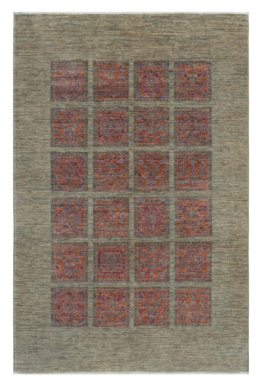Full view of New Farahan rug from Pakistan, 176 × 118 cm in Beige tones