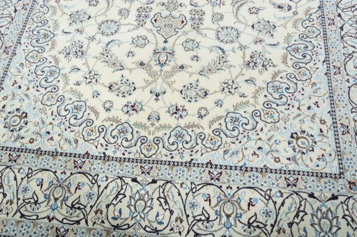 Close-up detail of 2000s Nain rug from Iran / Persia showing Wool weave