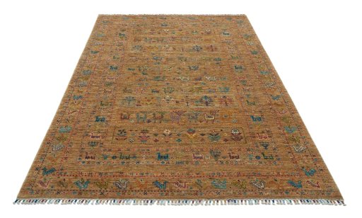 Surface texture of New Samarkand rug with natural Wool and intricate pattern