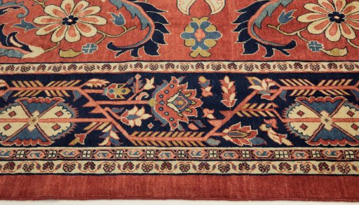 Close-up detail of New Farahan rug from Iran / Persia showing Wool weave