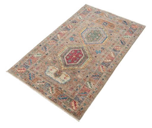 Close-up detail of New Kazak rug from Pakistan showing Wool weave
