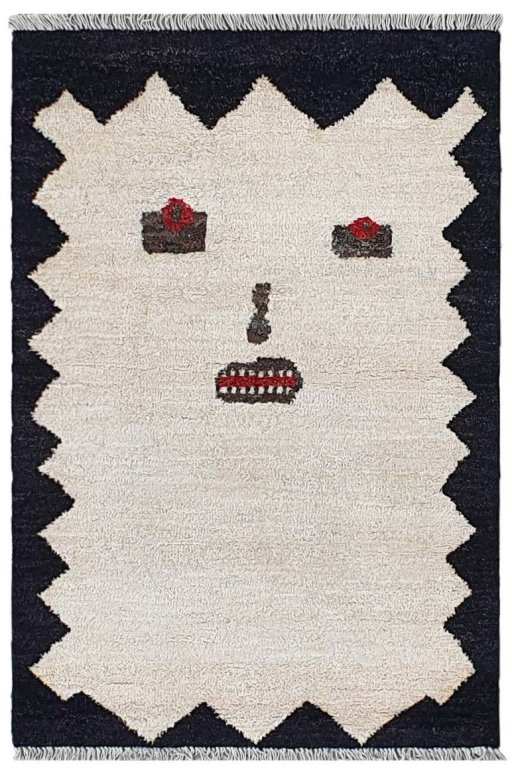 Full view of New Morocco rug from Pakistan, 142 × 96 cm in Beige tones