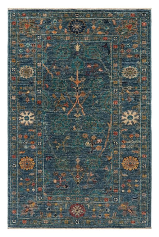Full view of New Farahan rug from Pakistan, 120 × 79 cm in Blue tones