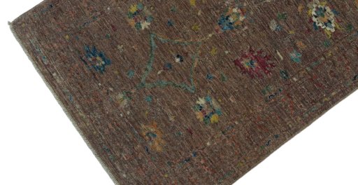 Backside of handmade New Farahan rug showing knot structure and weave density