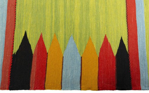 Close-up detail of New Kilim Sofre rug from Turkey showing Wool weave
