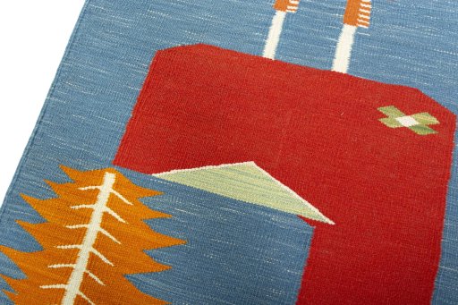 Surface texture of New Kilim Dastan rug with natural Wool and intricate pattern
