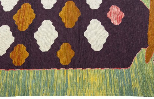 Close-up detail of New Kilim Dastan rug from Turkey showing Wool weave