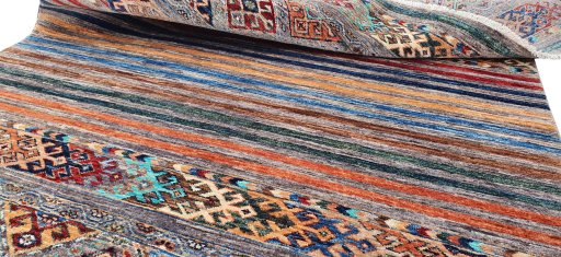 Close-up detail of New Samarkand rug from Pakistan showing Wool weave