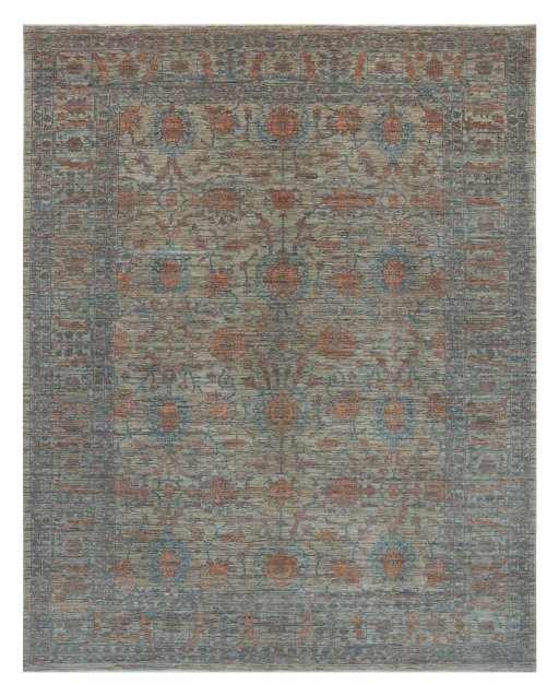 Full view of New Farahan rug from Pakistan, 369 × 277 cm in Gray tones