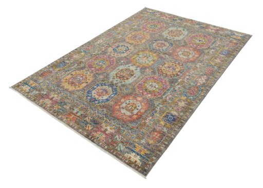 Close-up detail of New Samarkand rug from Pakistan showing Wool weave