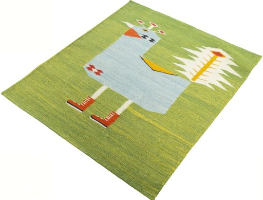 Corner detail of New Kilim Dastan rug showing border pattern and Wool pile