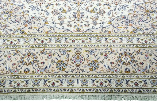 Full view of 2000s Kashan rug from Iran / Persia, 400 × 300 cm in Beige tones