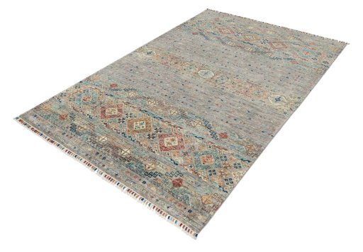Close-up detail of New Samarkand rug from Pakistan showing Wool weave