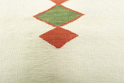 Backside of handmade New Kilim Sofre rug showing knot structure and weave density