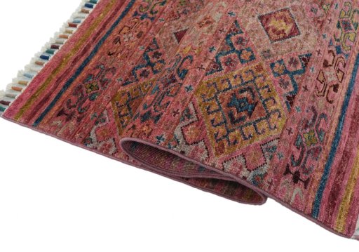 Close-up detail of New Samarkand rug from Pakistan showing Wool weave