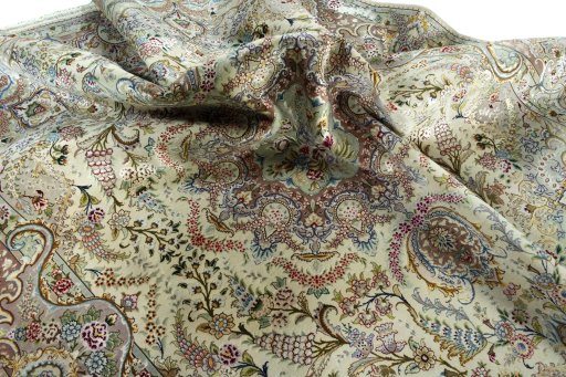Surface texture of New Tabriz 50/60/70 Raj rug with natural Cork and intricate pattern