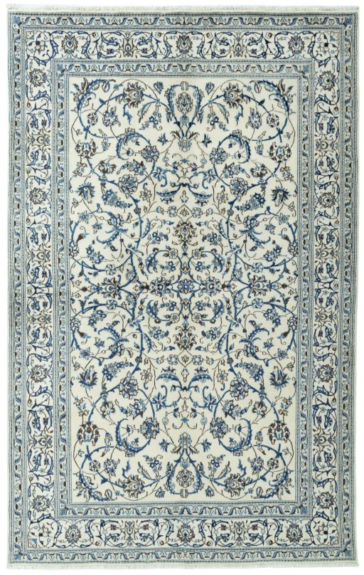 Full view of 2000s Nain rug from Iran / Persia, 310 × 198 cm in Beige tones