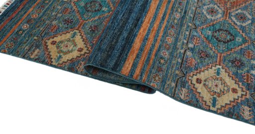 Close-up detail of New Samarkand rug from Pakistan showing Wool weave