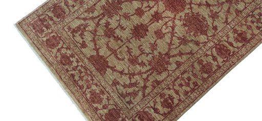 Backside of handmade New Farahan rug showing knot structure and weave density