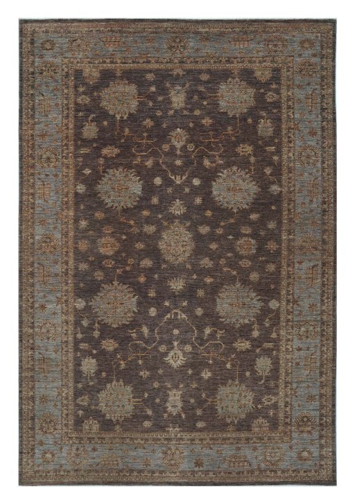 Full view of New Farahan rug from Pakistan, 303 × 200 cm in Brown tones