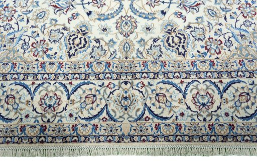 Full view of 2000s Nain rug from Iran / Persia, 323 × 211 cm in Beige tones