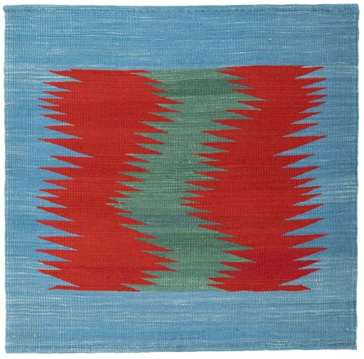 Full view of New Kilim Sofre rug from Turkey, 93 × 95 cm in Multi Color tones