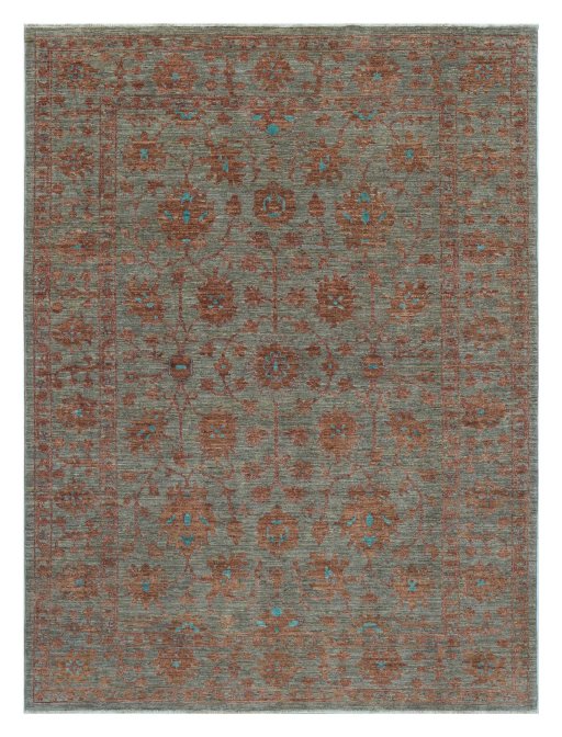 Full view of New Farahan rug from Pakistan, 230 × 169 cm in Gray tones