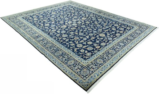 Close-up detail of 2000s Kashan rug from Iran / Persia showing Wool weave