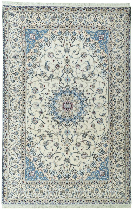 Full view of 2000s Nain rug from Iran / Persia, 325 × 212 cm in Beige tones