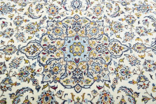 Central medallion detail of 2000s Kashan rug from Iran / Persia