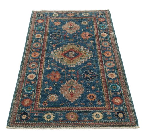 Surface texture of New Kazak rug with natural Wool and intricate pattern