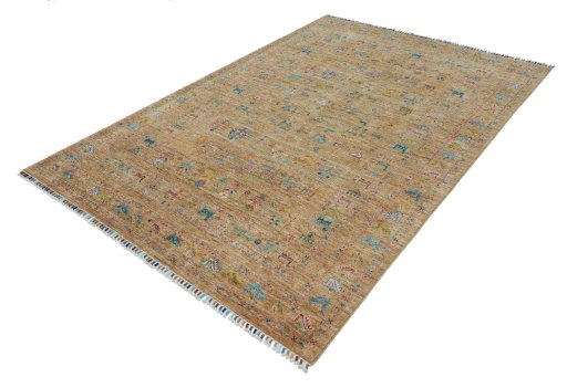 Close-up detail of New Samarkand rug from Pakistan showing Wool weave
