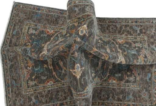 Full view of New Farahan rug from Pakistan, 124 × 80 cm in Gray tones
