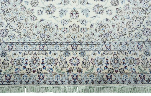 Full view of 2000s Nain rug from Iran / Persia, 295 × 200 cm in Beige tones