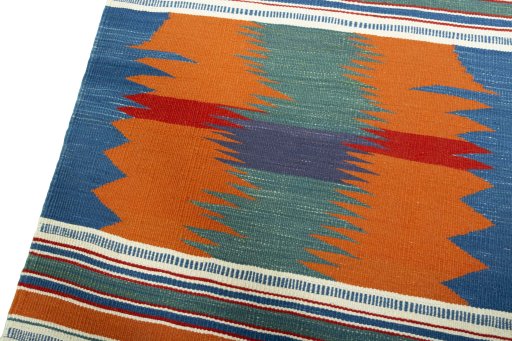 Surface texture of New Kilim Sofre rug with natural Wool and intricate pattern