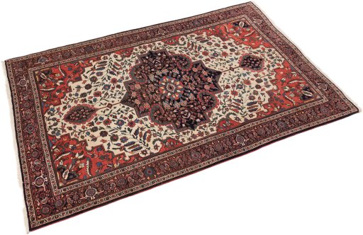 Close-up detail of 1900s Farahan rug from Iran / Persia showing Wool weave