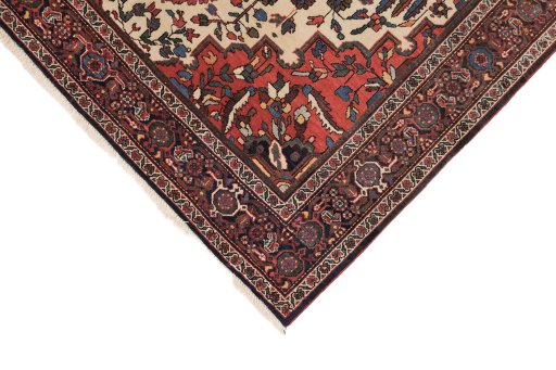 Backside of handmade 1900s Farahan rug showing knot structure and weave density