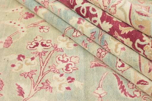 Full view of 1920s Farahan rug from Iran / Persia, 605 × 302 cm in Blue tones