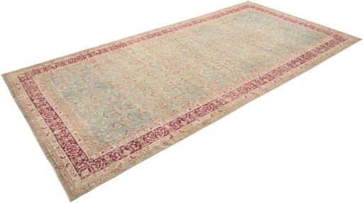 Corner detail of 1920s Farahan rug showing border pattern and Wool pile