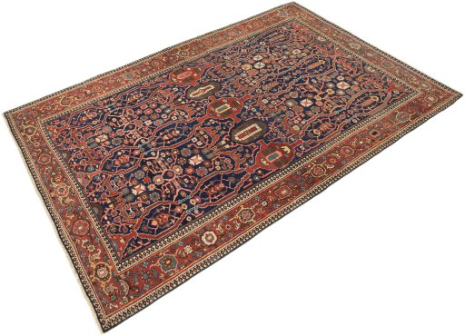 Close-up detail of 1900s Farahan rug from Iran / Persia showing Wool weave