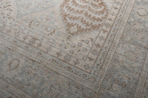 Full view of New Farahan rug from Pakistan, 433 × 354 cm in Beige tones