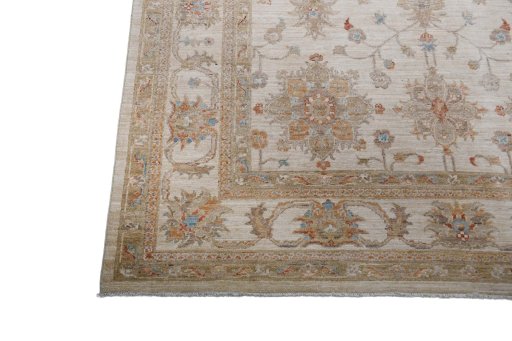 Full view of New Farahan rug from Pakistan, 240 × 169 cm in Beige tones