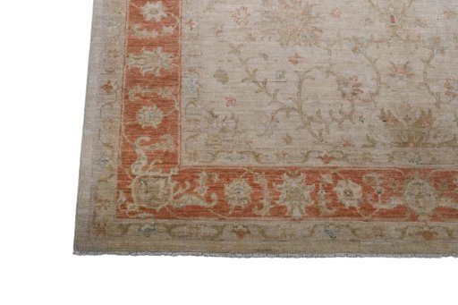 Full view of New Farahan rug from Pakistan, 240 × 170 cm in Beige tones