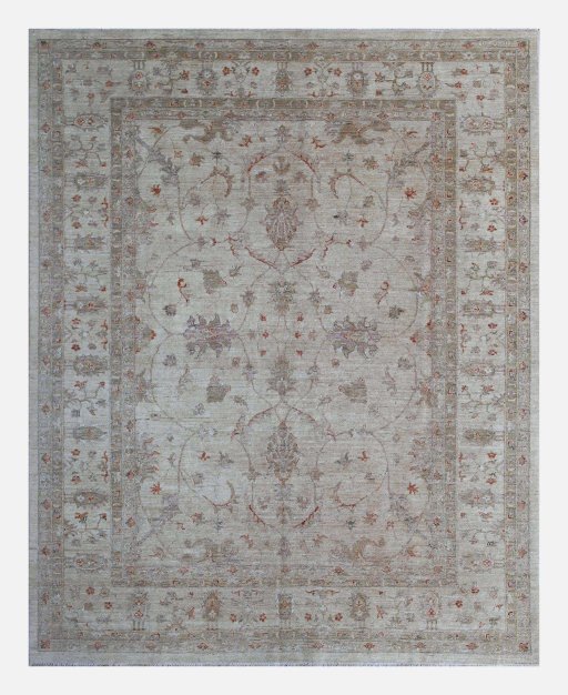 Full view of New Farahan rug from Pakistan, 255 × 205 cm in Beige tones