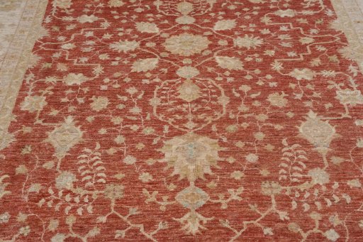 Backside of handmade New Farahan rug showing knot structure and weave density