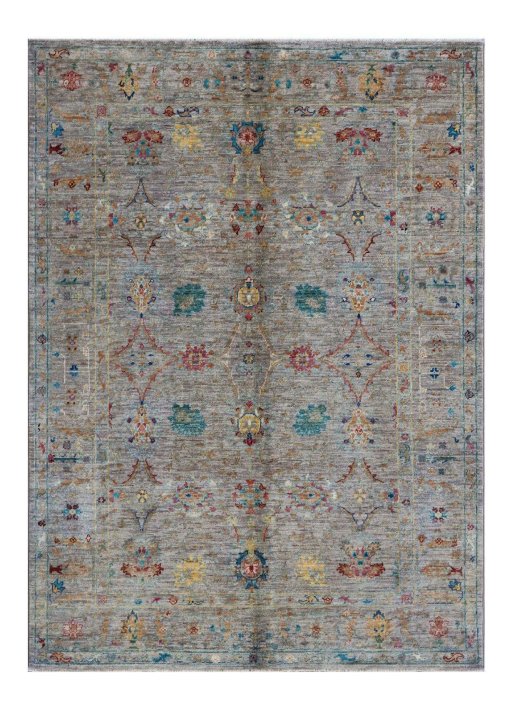Full view of New Farahan rug from Pakistan, 200 × 148 cm in Gray tones