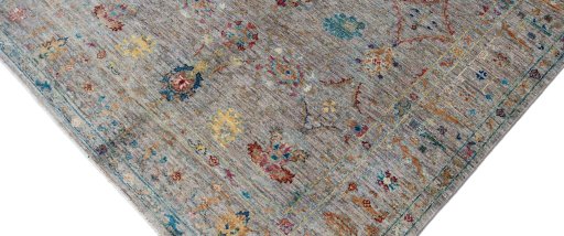 Full view of New Farahan rug from Pakistan, 200 × 148 cm in Gray tones