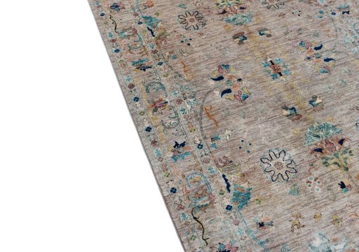 Backside of handmade New Farahan rug showing knot structure and weave density