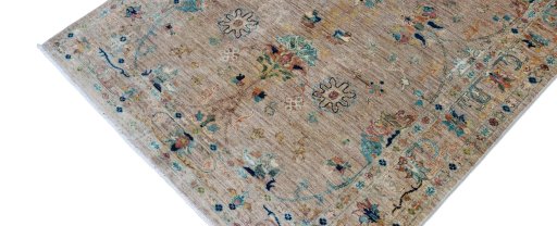 Full view of New Farahan rug from Pakistan, 180 × 127 cm in Beige tones